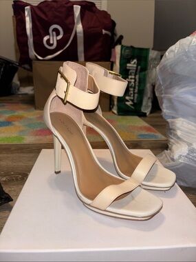 Calvin Klein Blush Cream Ankle-Strap Stiletto Heels
